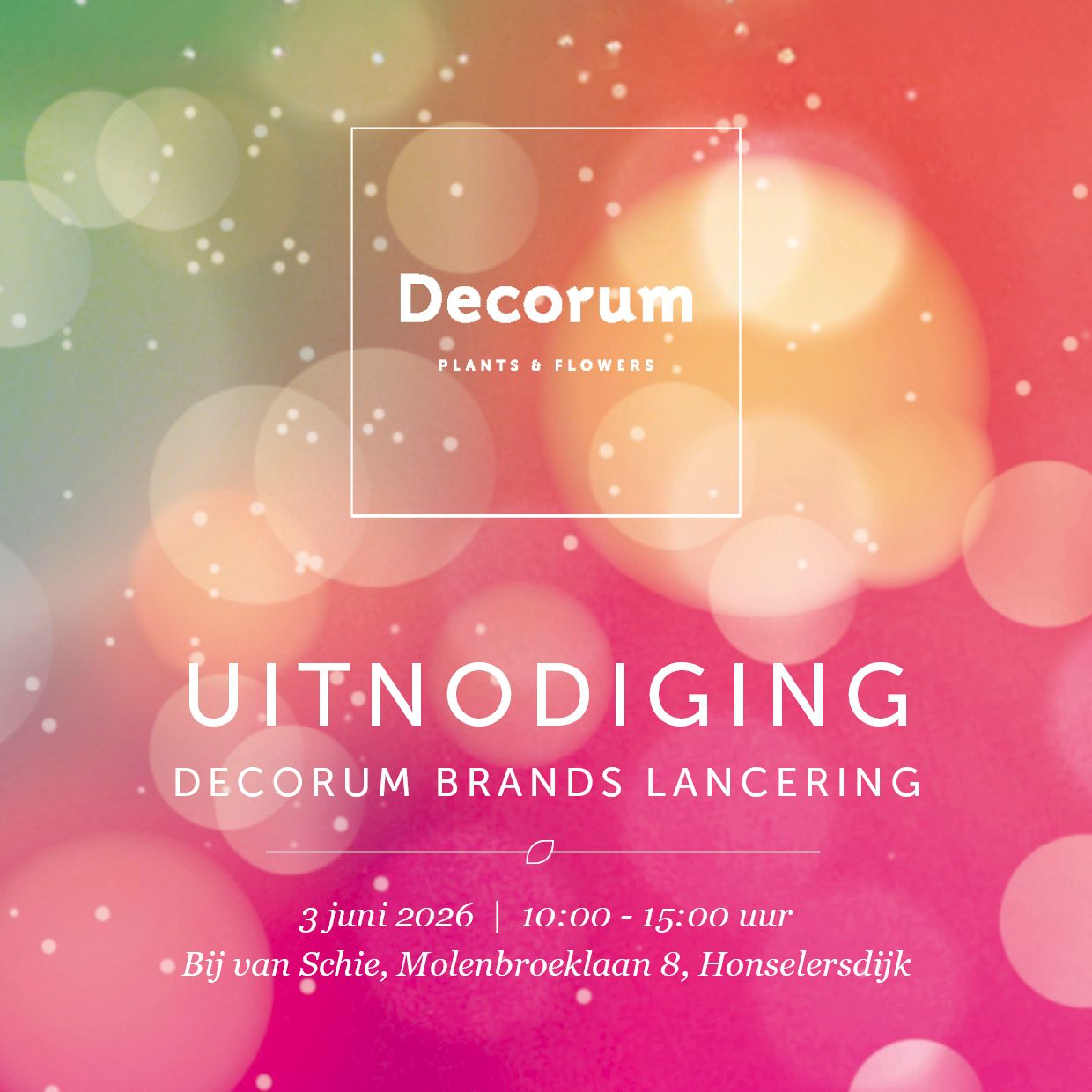 Uitnodiging Decorum merkenhuis lancering bij Van Schie 3 juni 2026